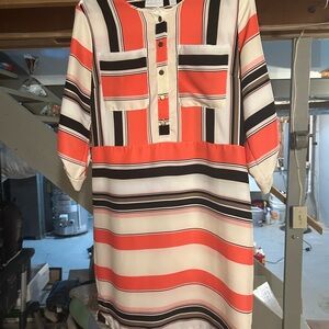New York & Company Orange and Black Striped Shirt